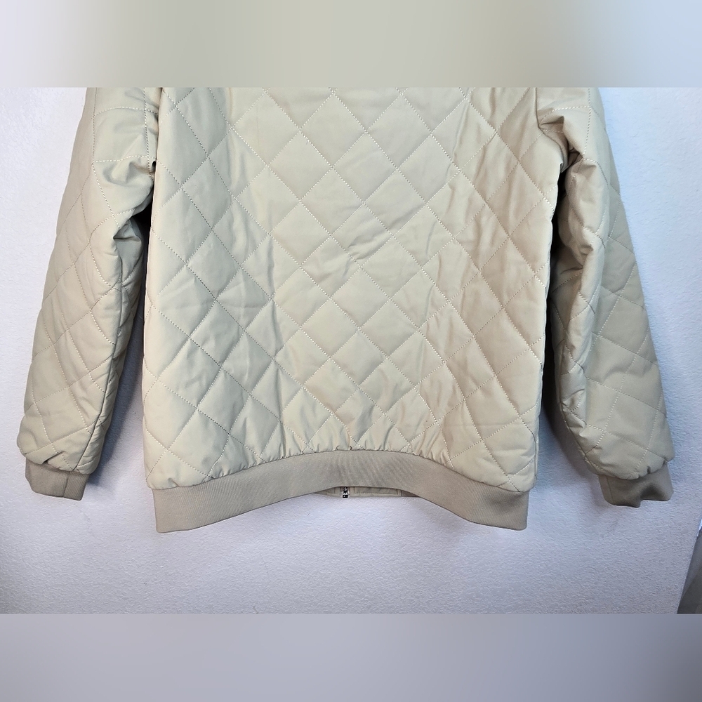 Magcomsen Women's Lightweight Jacket Sz L Khaki Beige Stitch Quilted Pockets - Picture 12 of 12